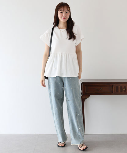 【TIME SALE】ペプラム切替カットソー