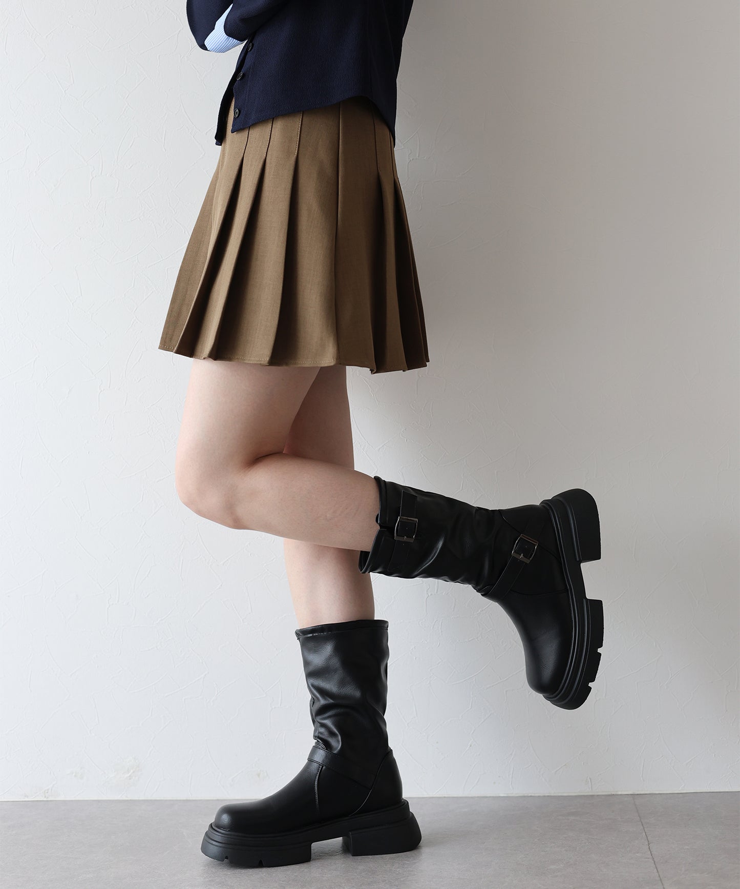 【早割5％OFF】サイドベルトミドルブーツ