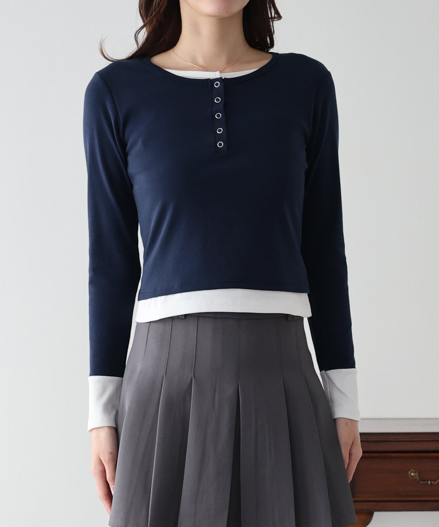 【早割5％OFF】ヘンリレイヤードカットソー【ネコポス】