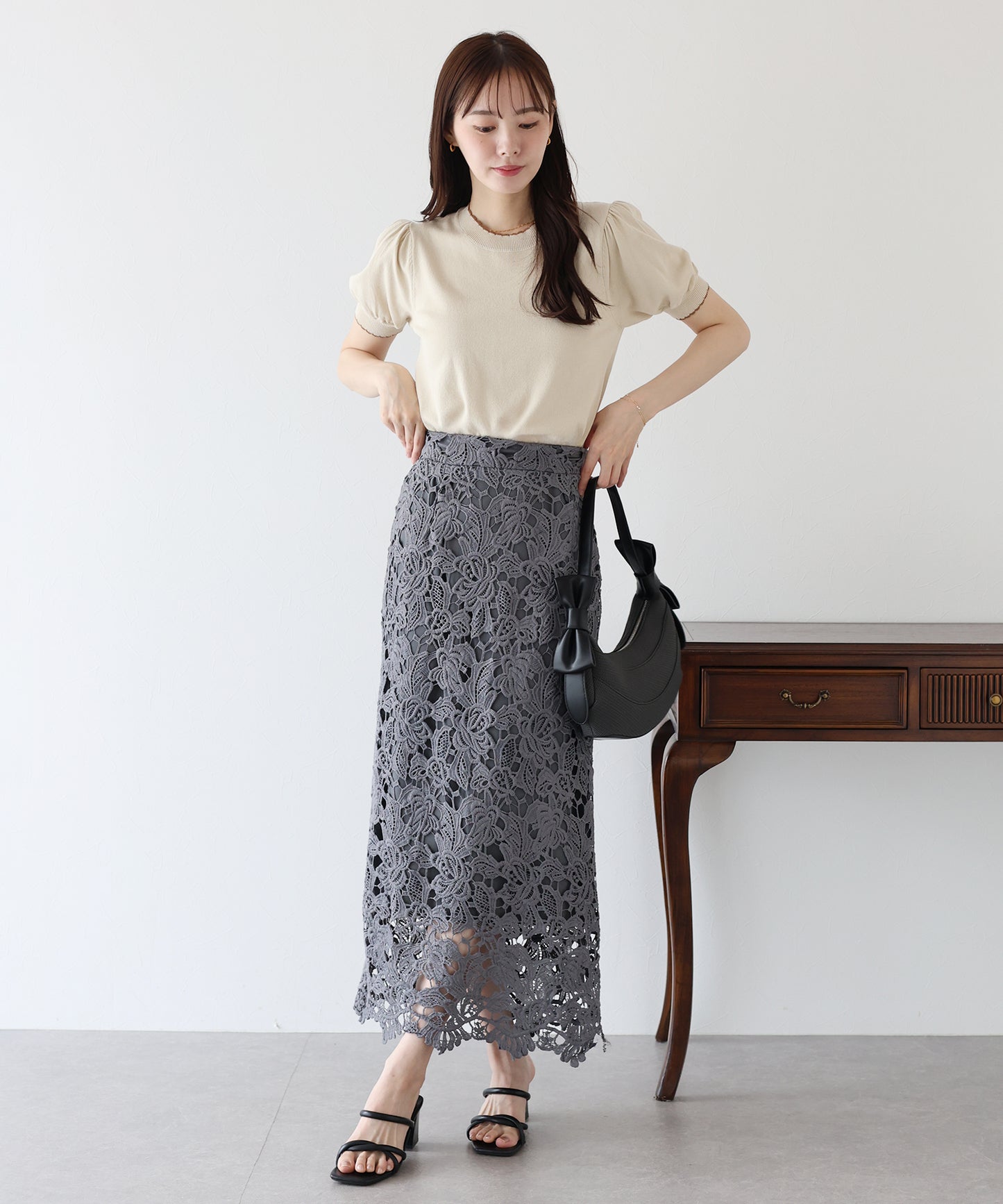 【TIME SALE】配色スカラップニット