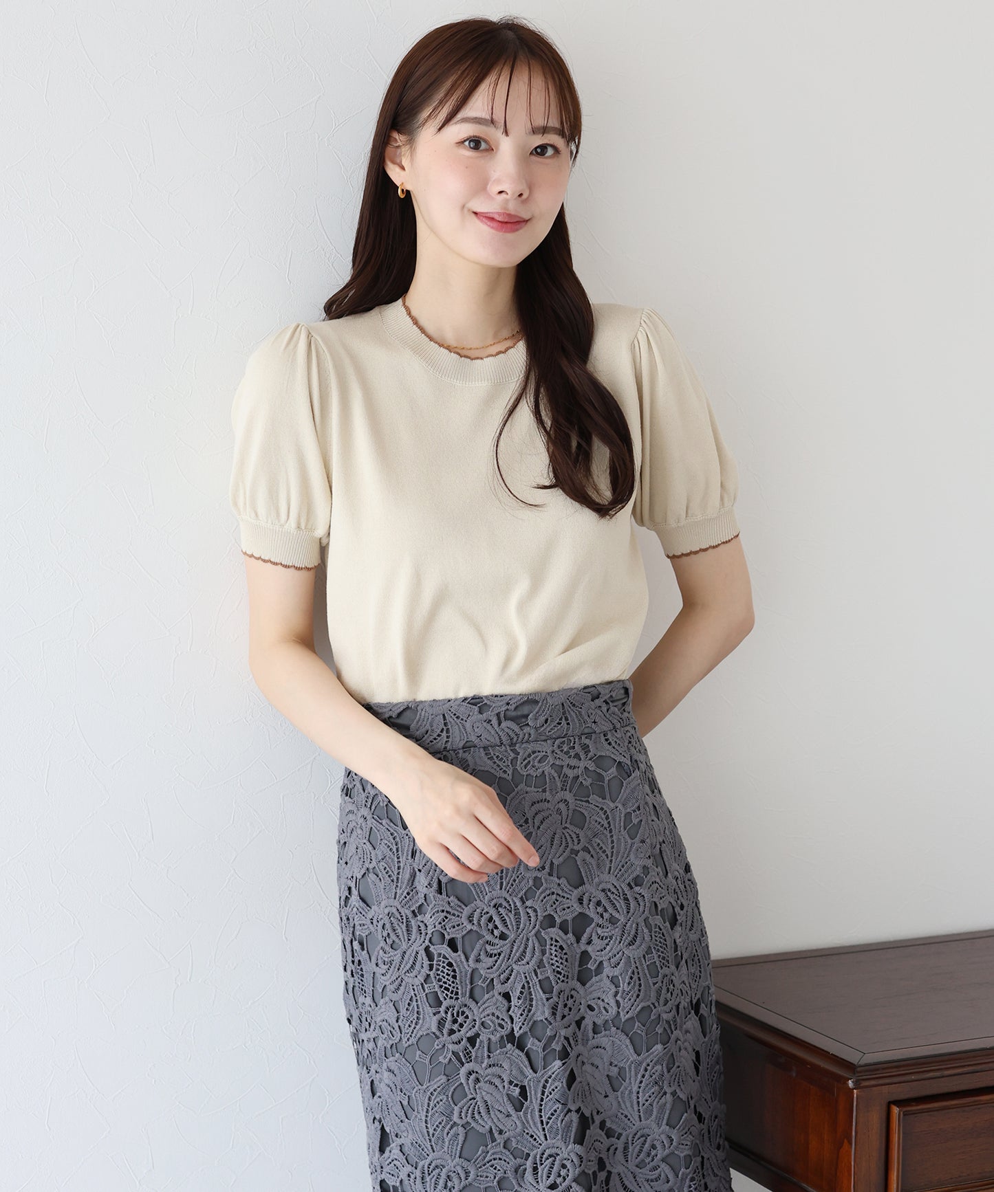 【TIME SALE】配色スカラップニット