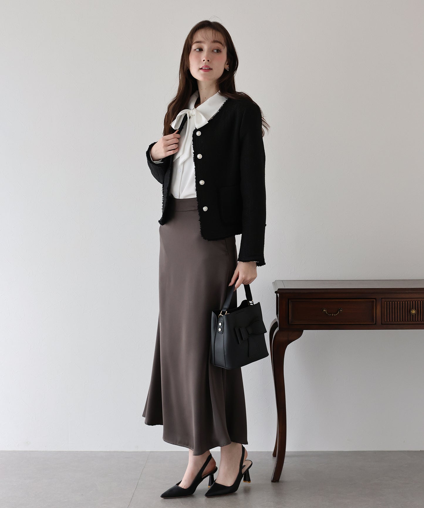 パールボタンツイードジャケット