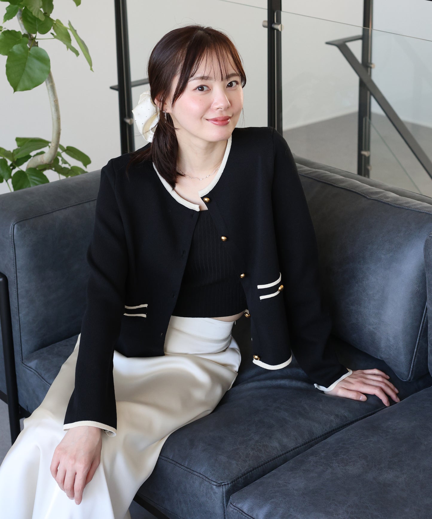 【送料無料】バイカラーニットカーディガン