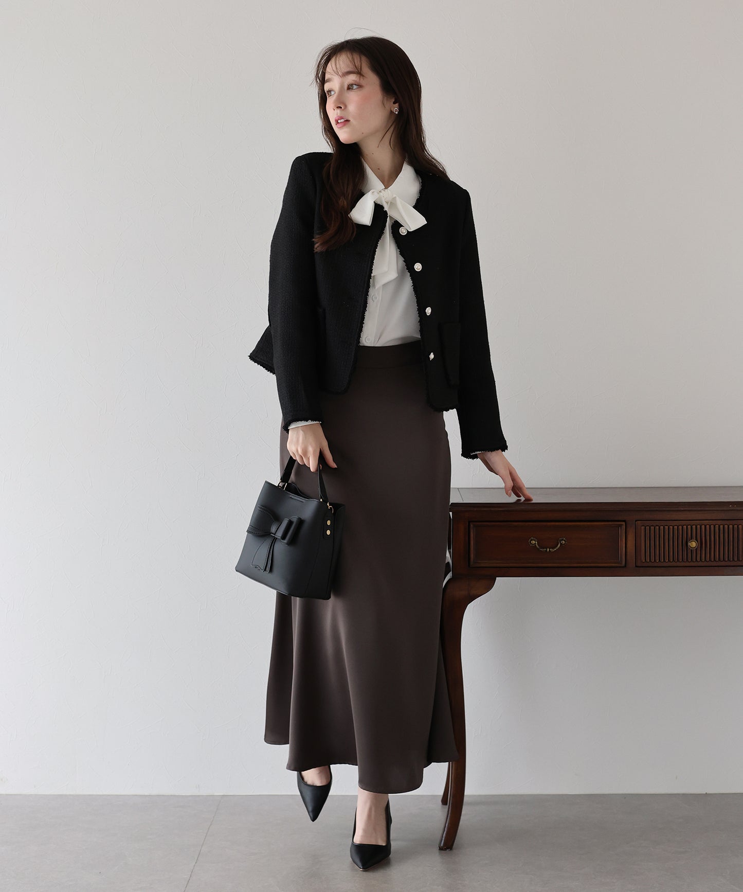 パールボタンツイードジャケット