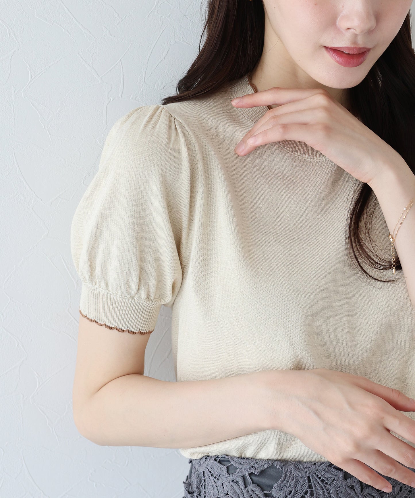 【TIME SALE】配色スカラップニット