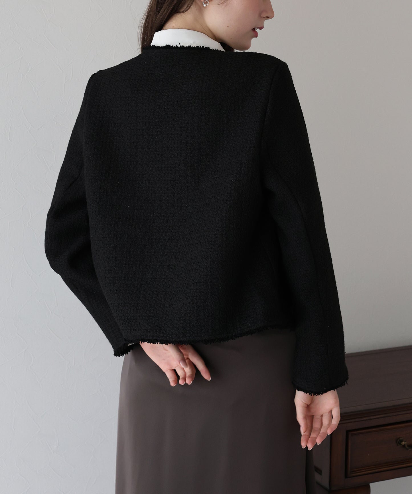 パールボタンツイードジャケット