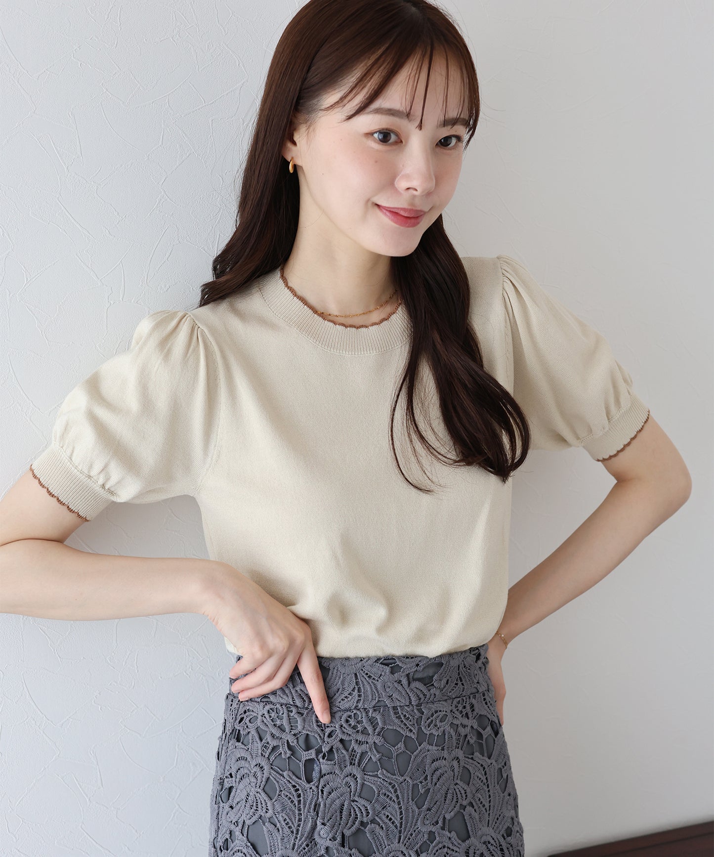 【TIME SALE】配色スカラップニット