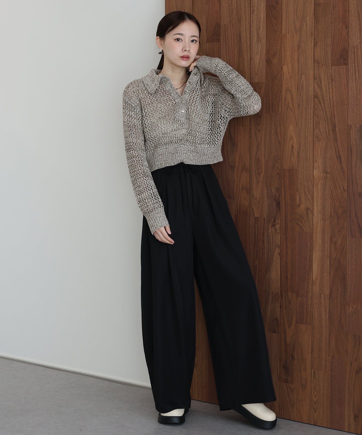 【早割5％OFF】クロシェメッシュポロニット