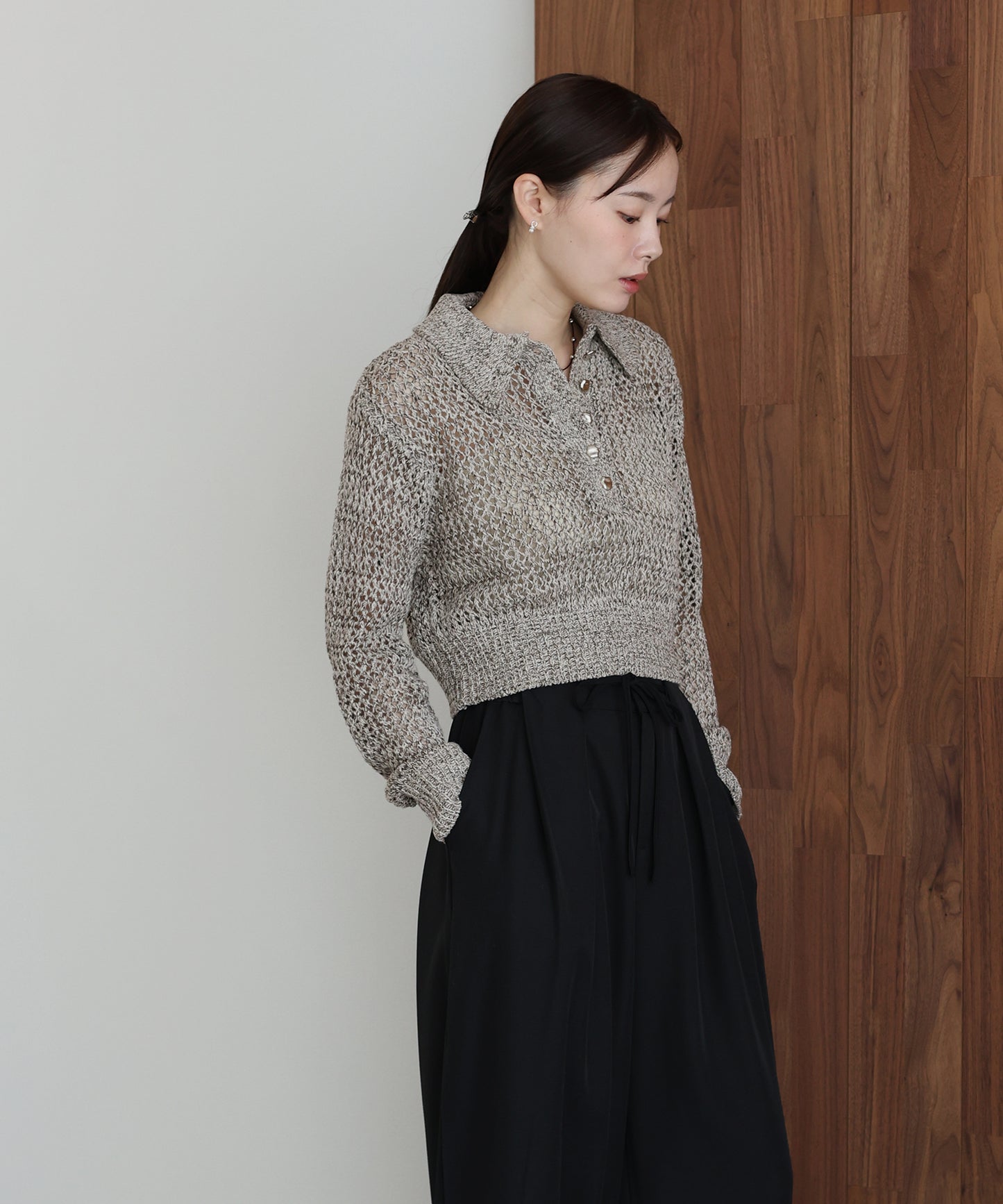 【早割5％OFF】クロシェメッシュポロニット