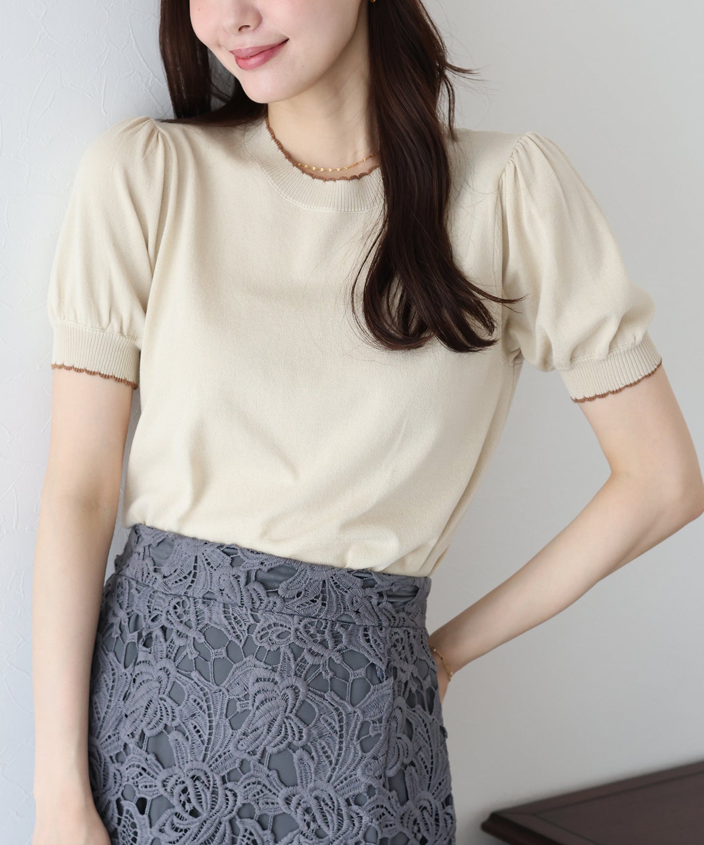 【TIME SALE】配色スカラップニット