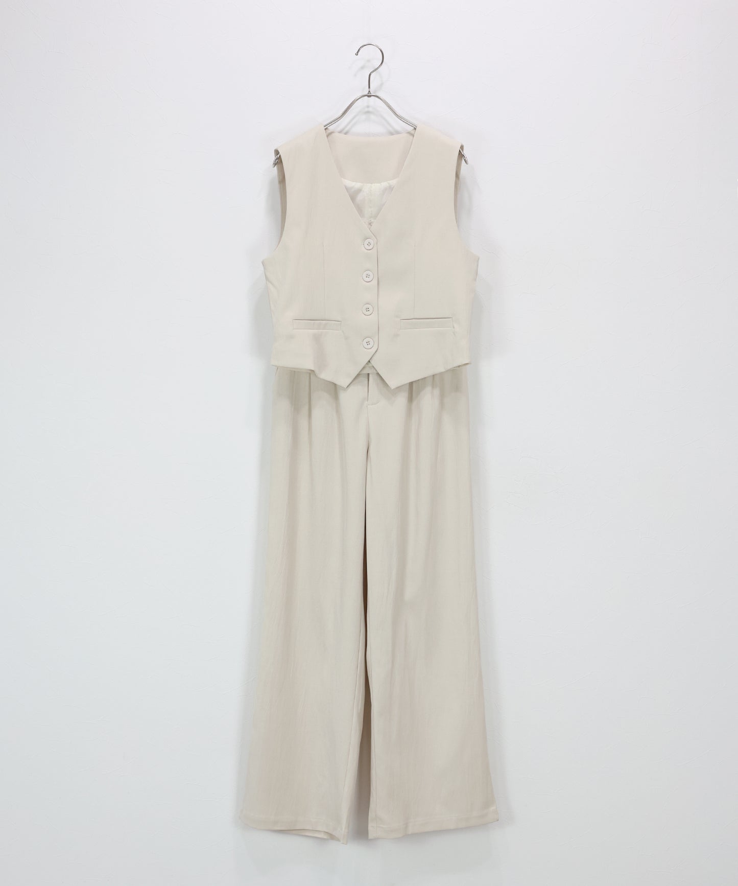 ショートベスト×ワイドパンツ セットアップ