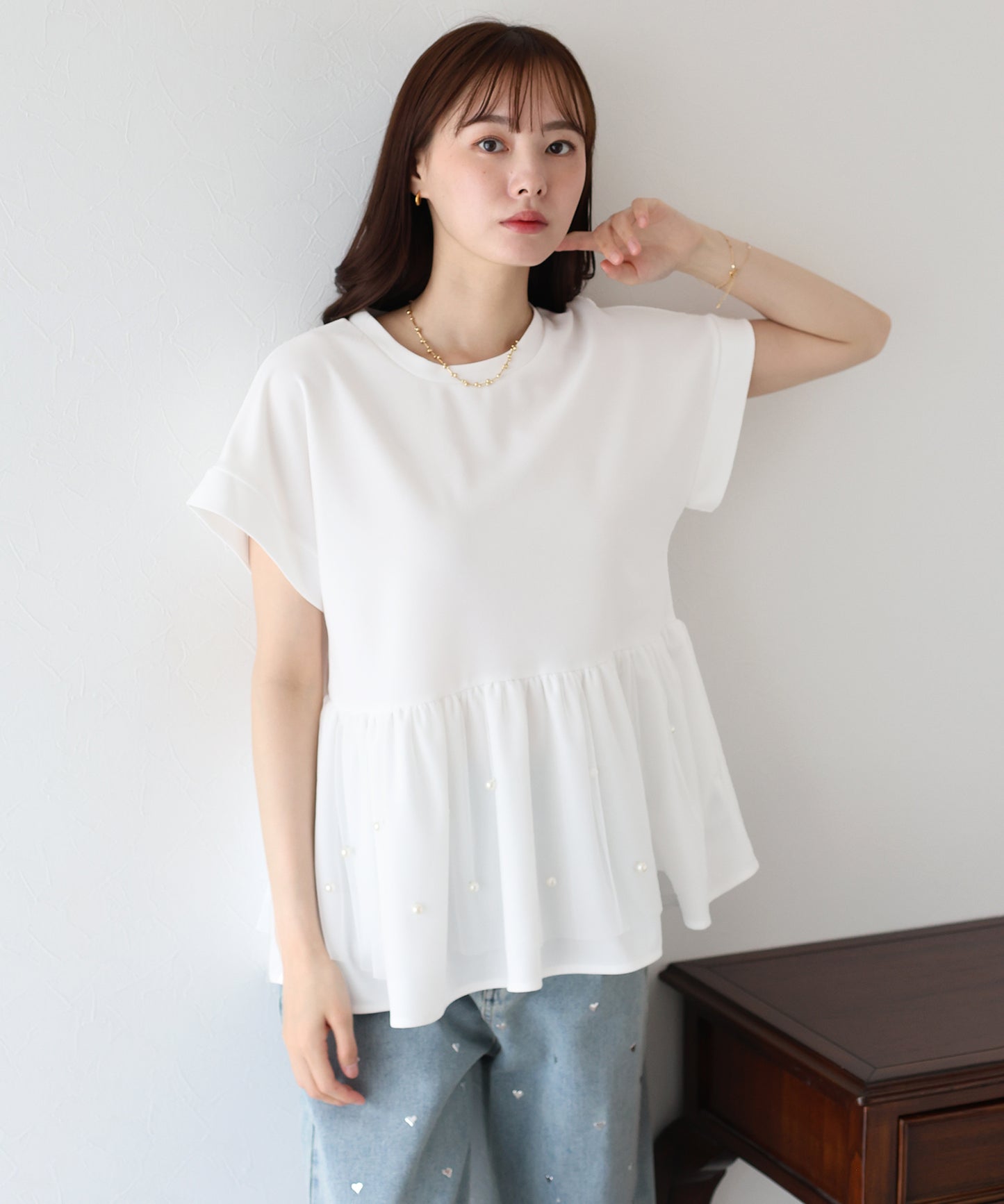 【TIME SALE】ペプラム切替カットソー