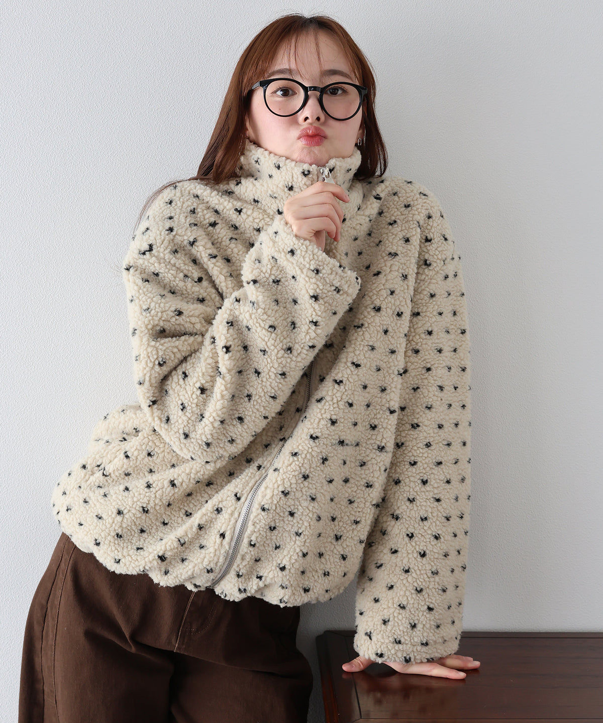 【早割5％OFF】ハートドットボアブルゾン
