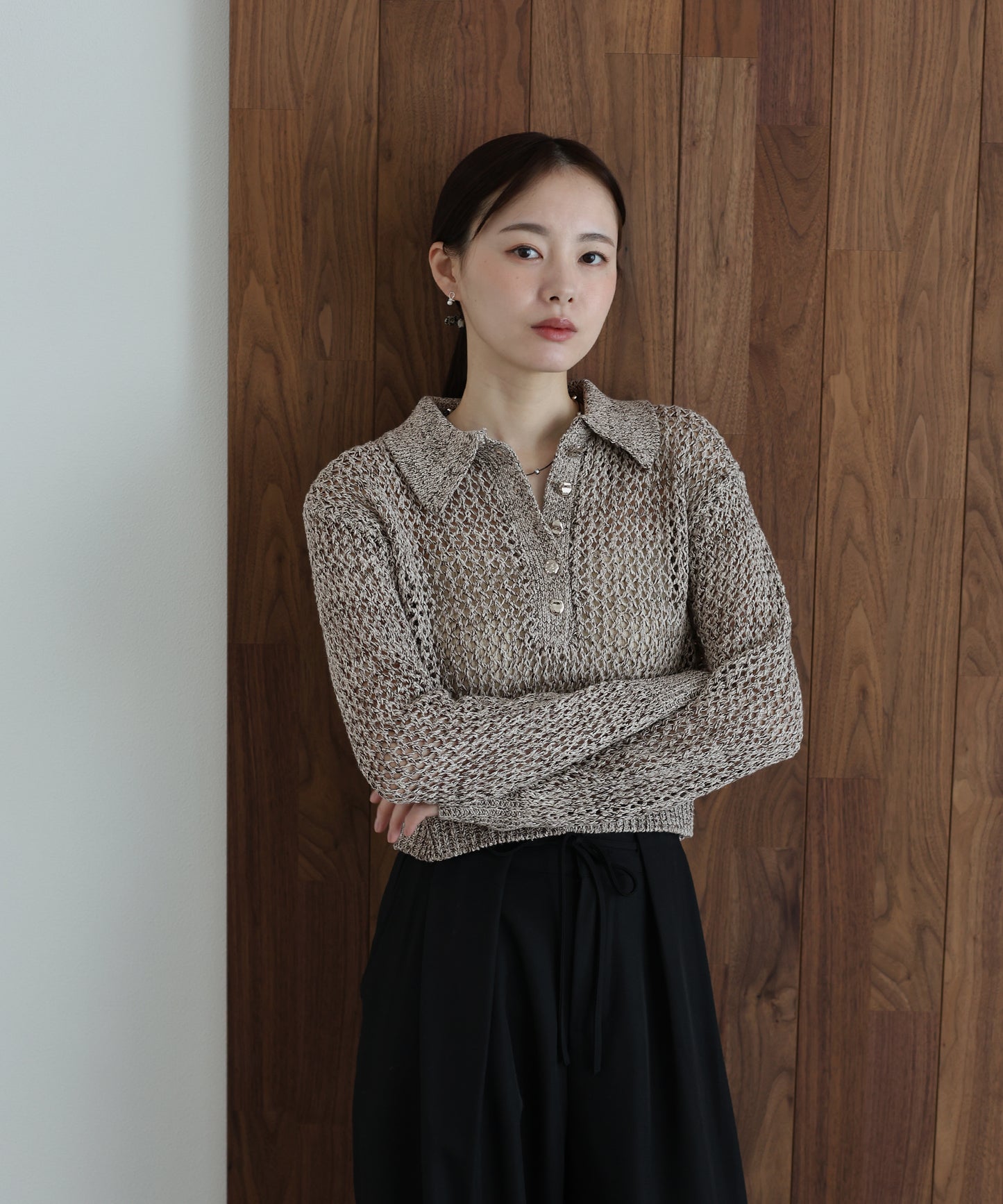 【早割5％OFF】クロシェメッシュポロニット