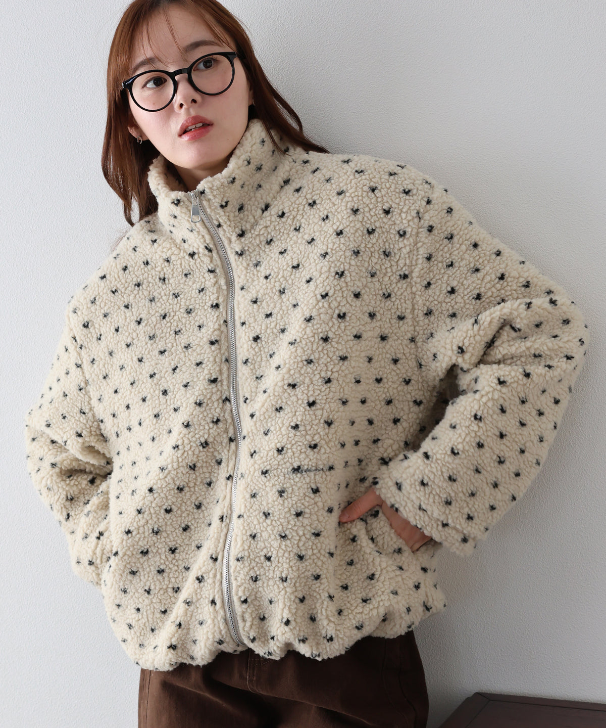 【早割5％OFF】ハートドットボアブルゾン