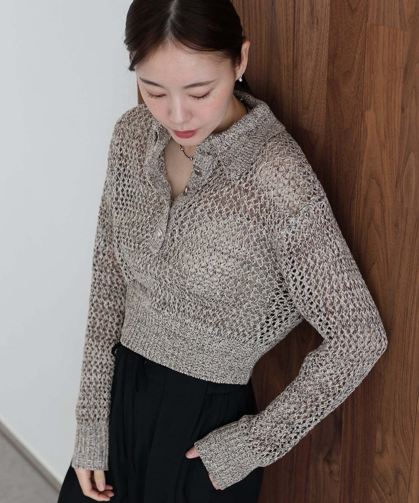 【早割5％OFF】クロシェメッシュポロニット