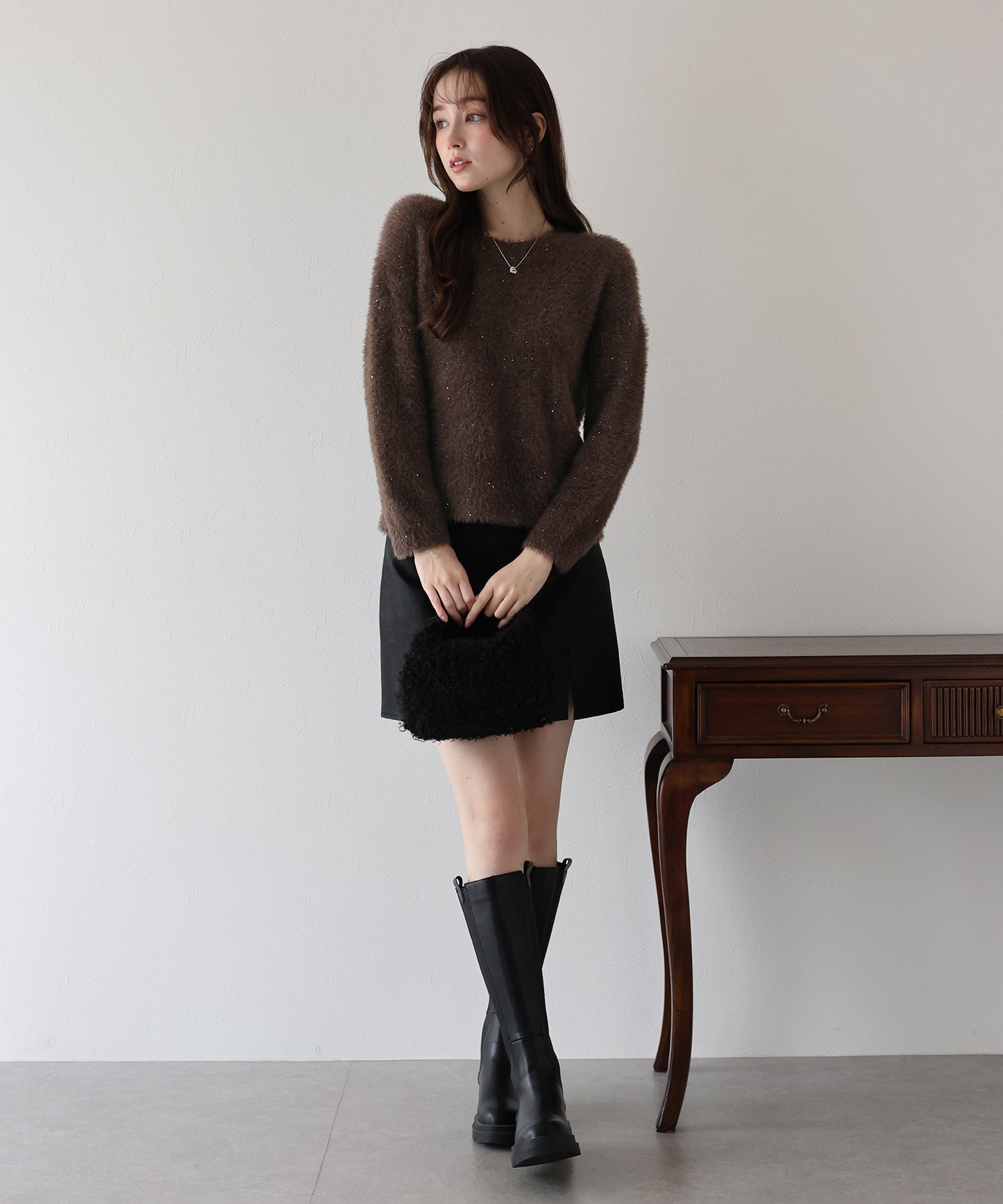 スパンコールラメシャギーニット