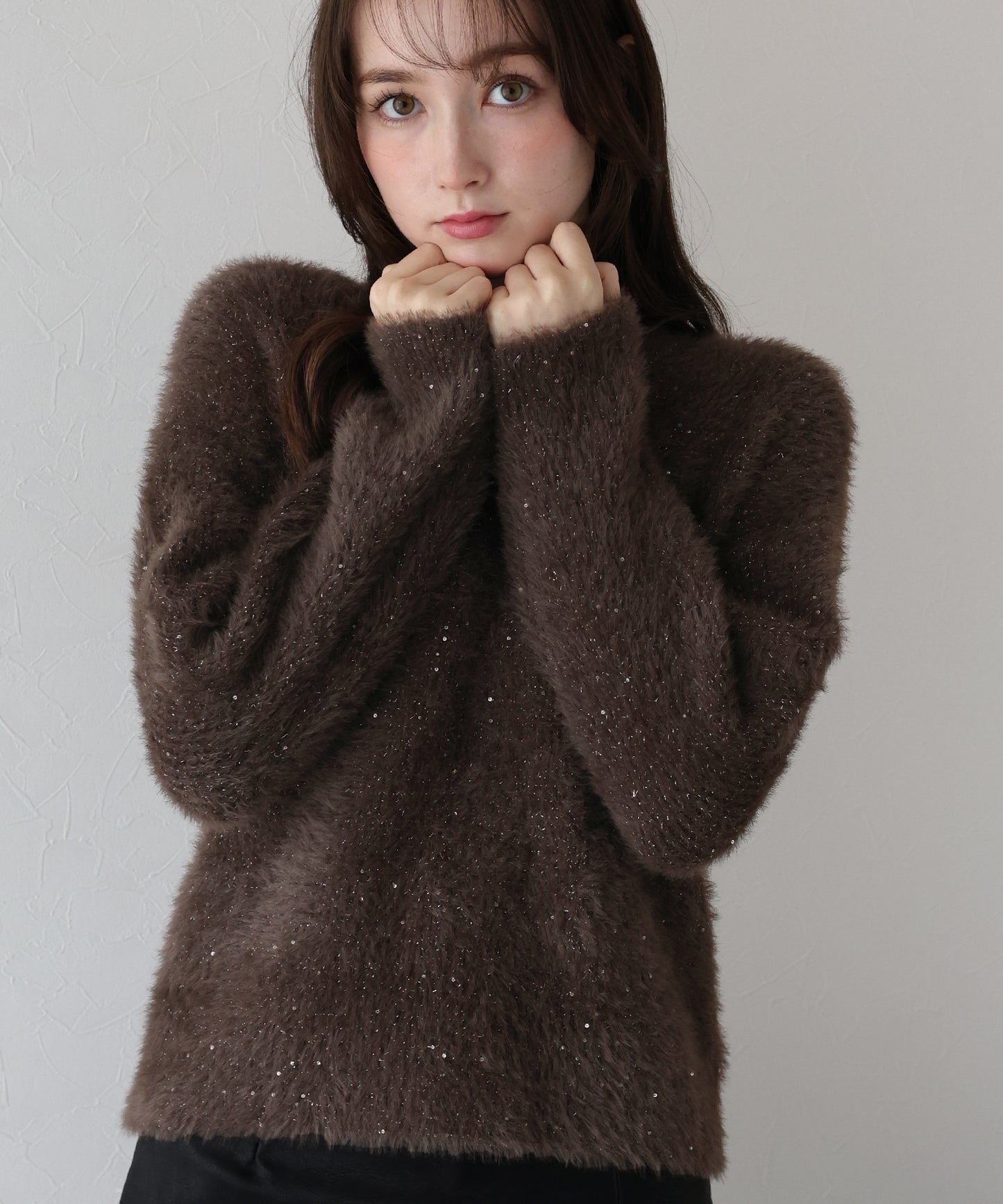 スパンコールラメシャギーニット