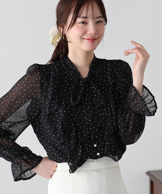 ハートプリントボウタイブラウス【ネコポス】