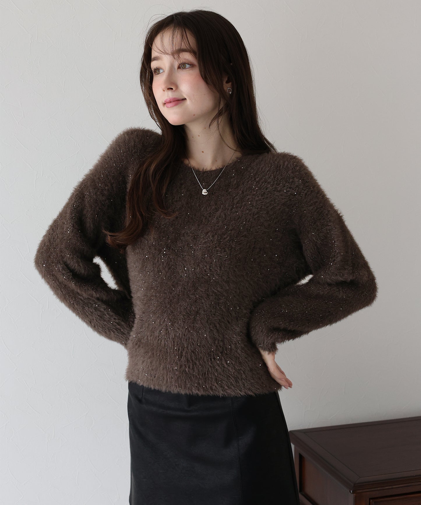 スパンコールラメシャギーニット