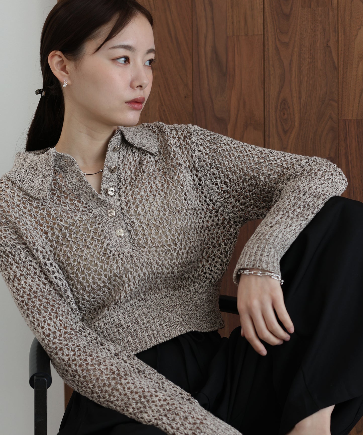 【早割5％OFF】クロシェメッシュポロニット