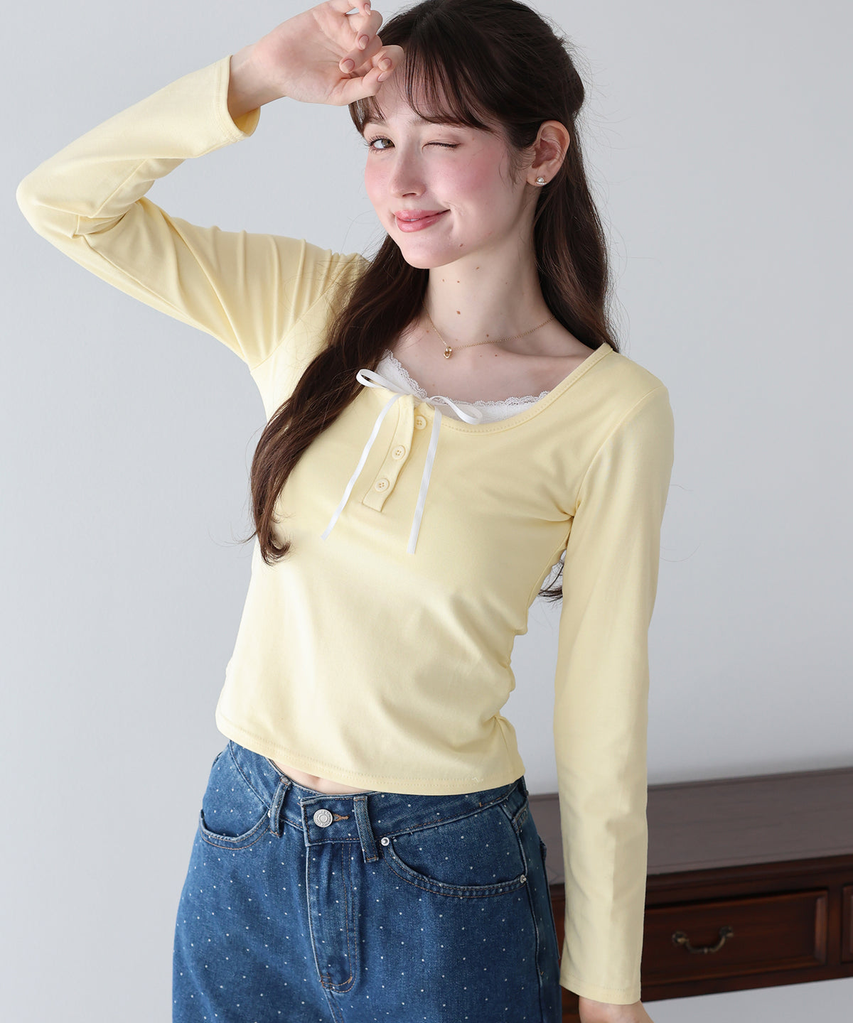 【早割5％OFF】レイヤードヘンリーネックTシャツ【メール便】