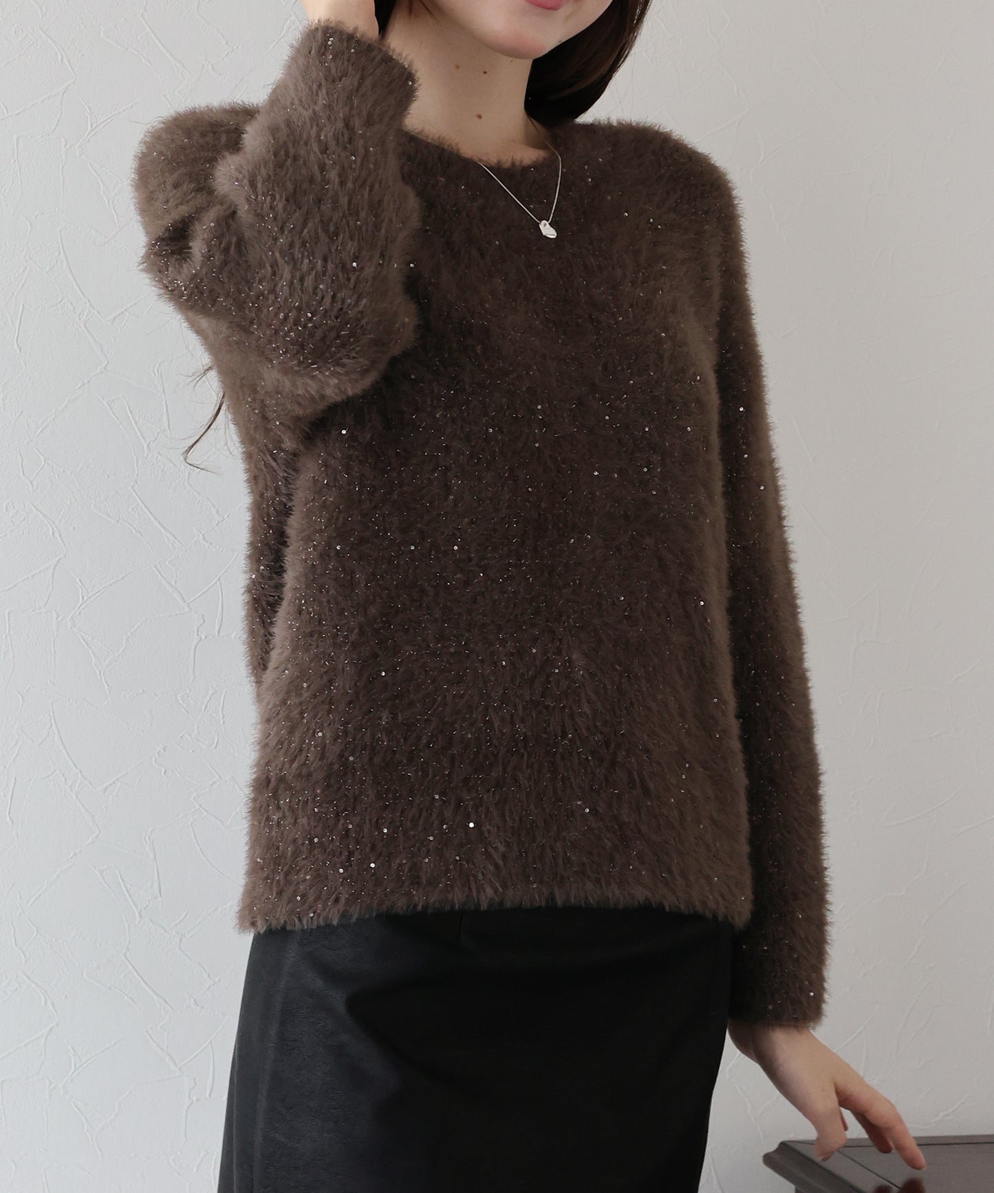 スパンコールラメシャギーニット