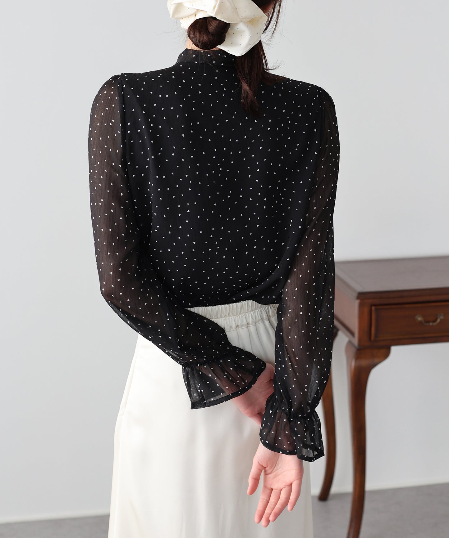 ハートプリントボウタイブラウス【ネコポス】