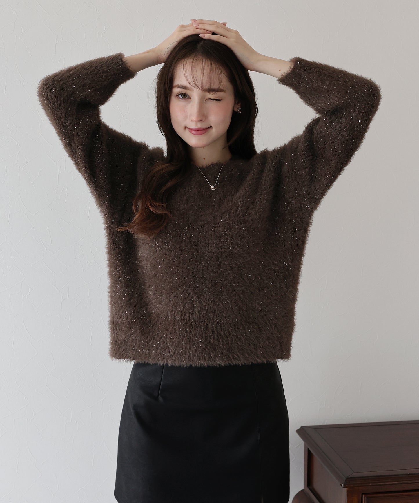 スパンコールラメシャギーニット