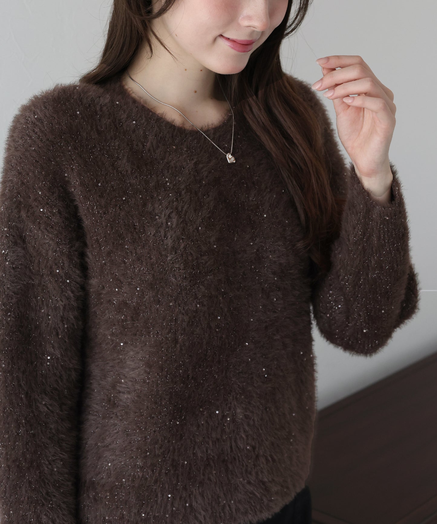 スパンコールラメシャギーニット