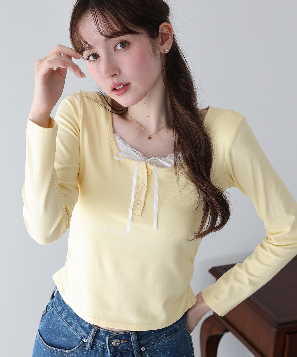 【早割5％OFF】レイヤードヘンリーネックTシャツ【メール便】