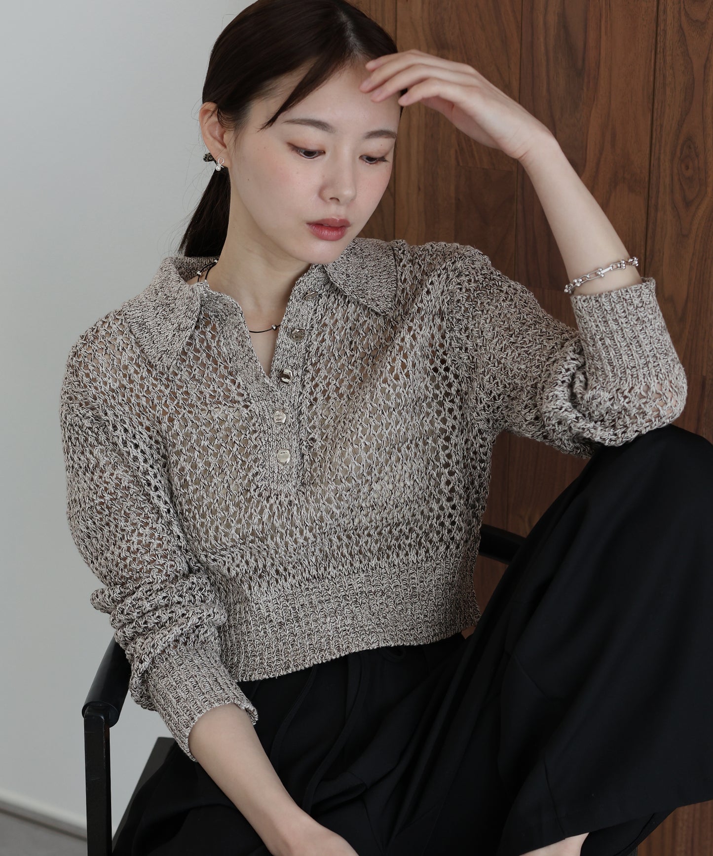 【早割5％OFF】クロシェメッシュポロニット