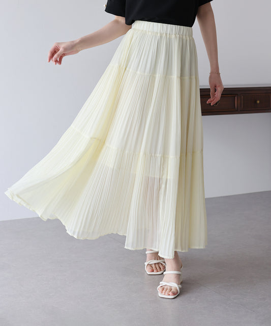 【新商品限定5％OFF（木）】シフォンプリーツスカート
