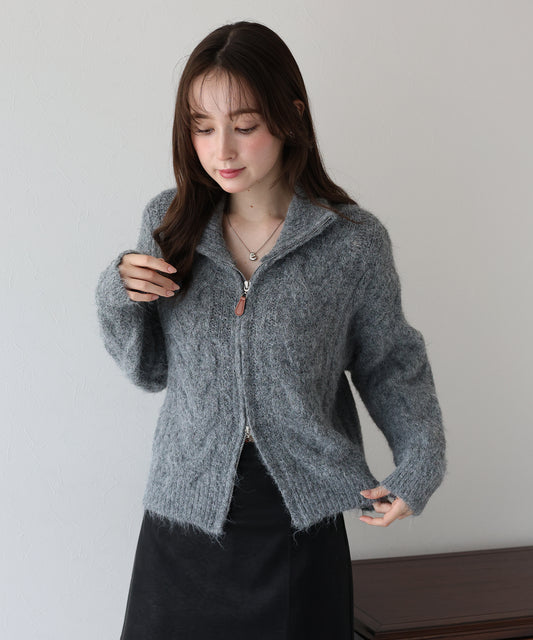【早割5％OFF】ケーブルダブルジップニット