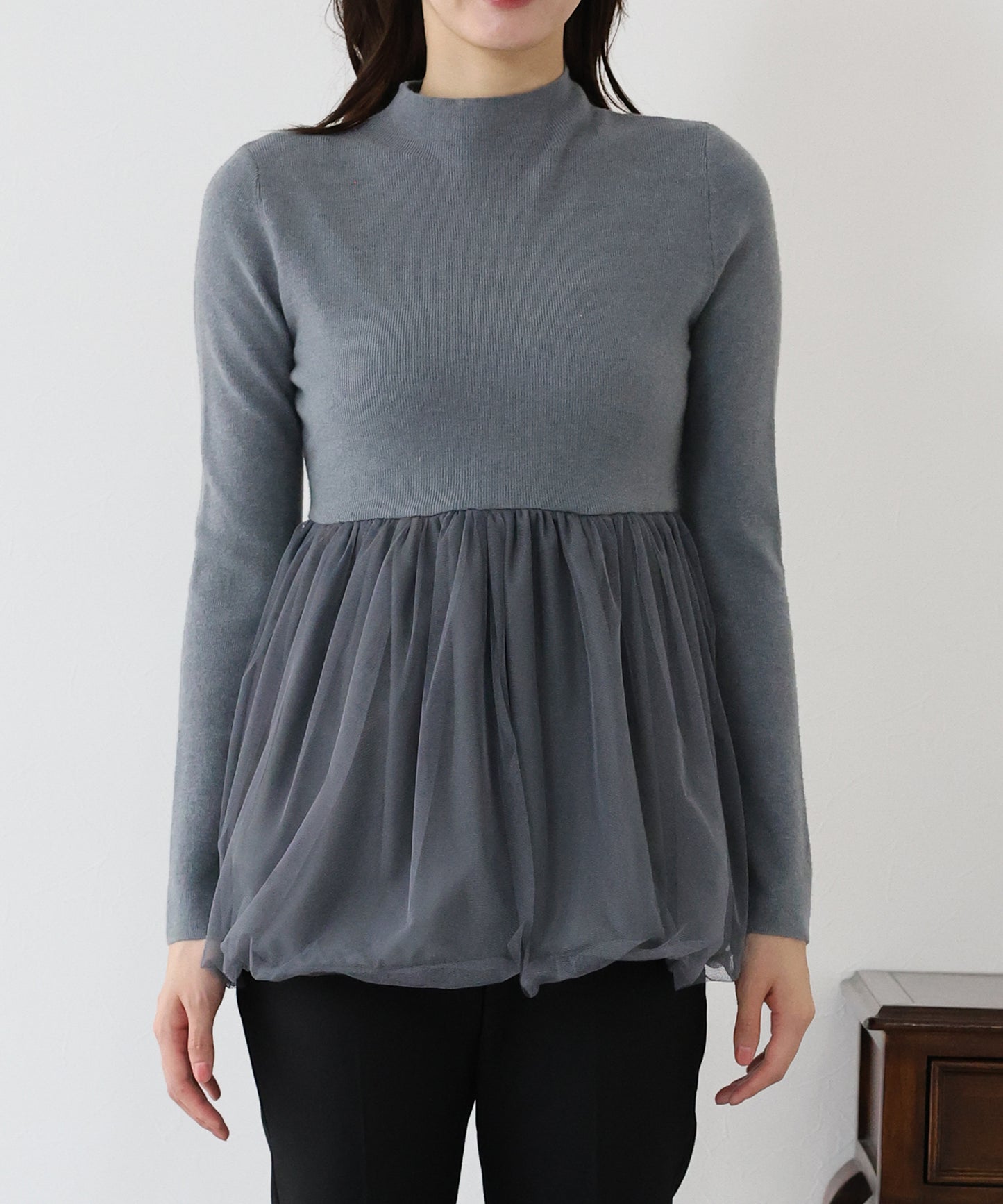 【TIME SALE】バルーンチュールドッキングニット