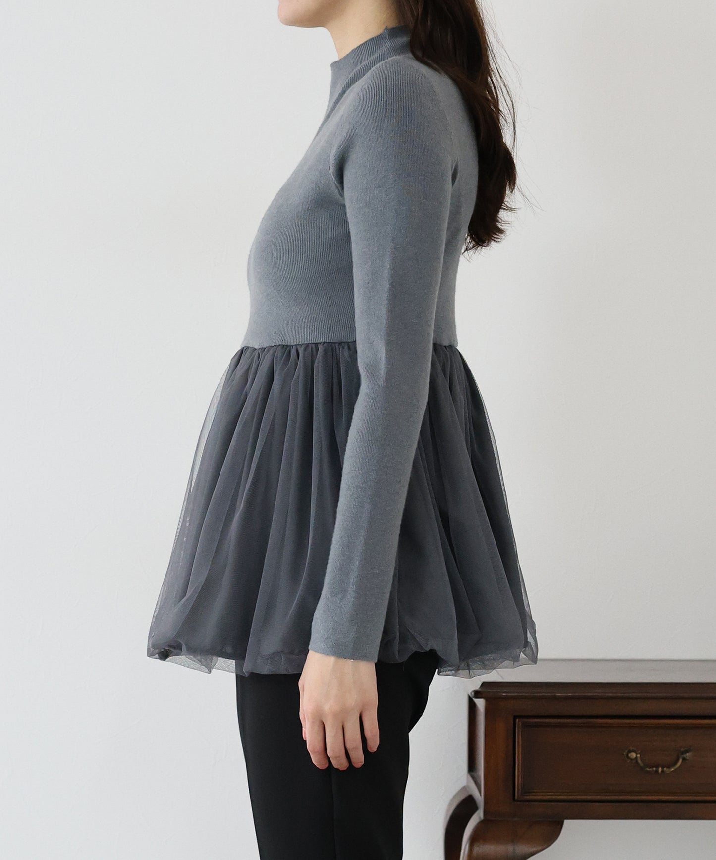 【TIME SALE】バルーンチュールドッキングニット