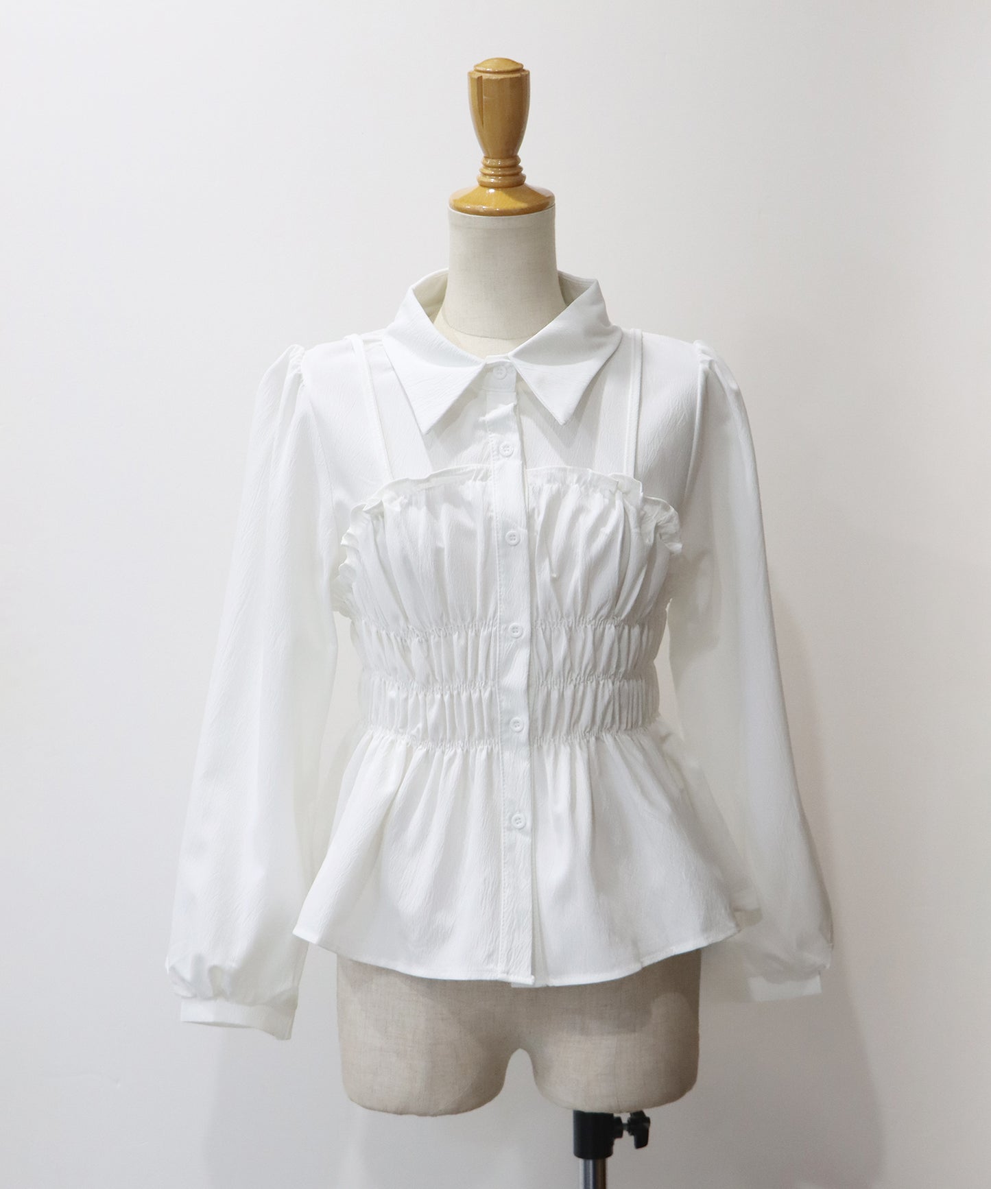 【TIME SALE】シャーリングビスチェレイヤードシャツ