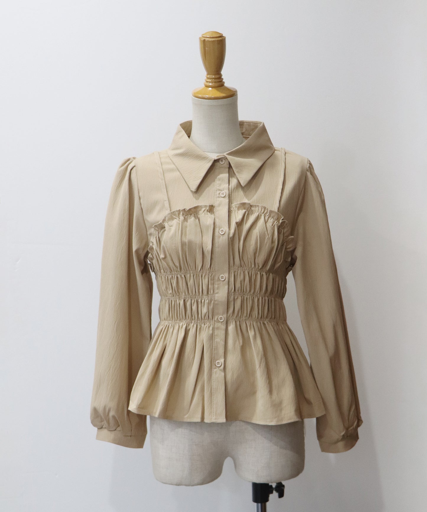 【TIME SALE】シャーリングビスチェレイヤードシャツ