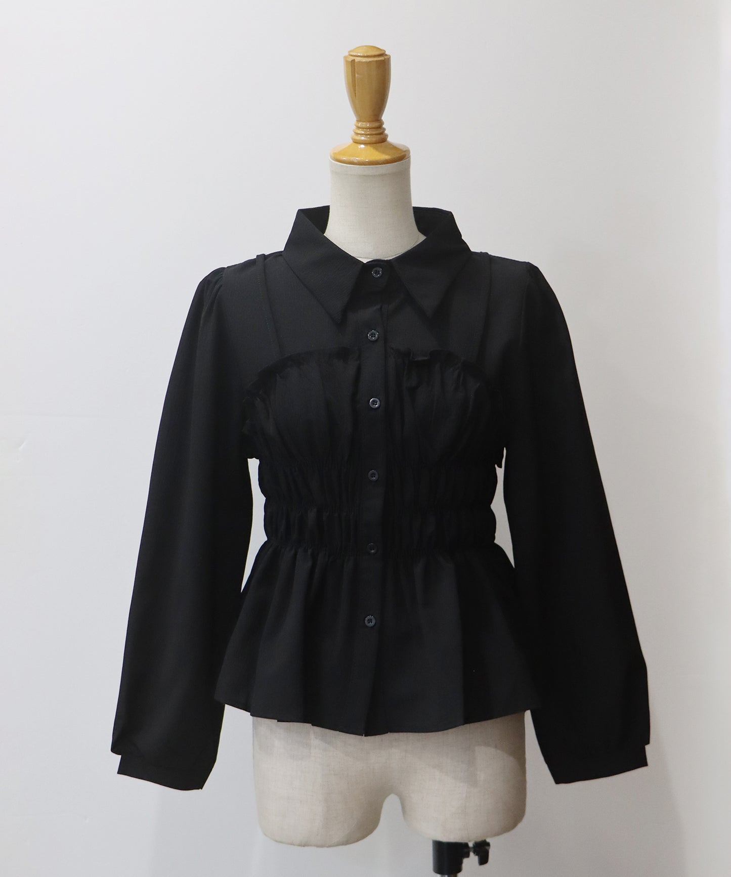 【TIME SALE】シャーリングビスチェレイヤードシャツ