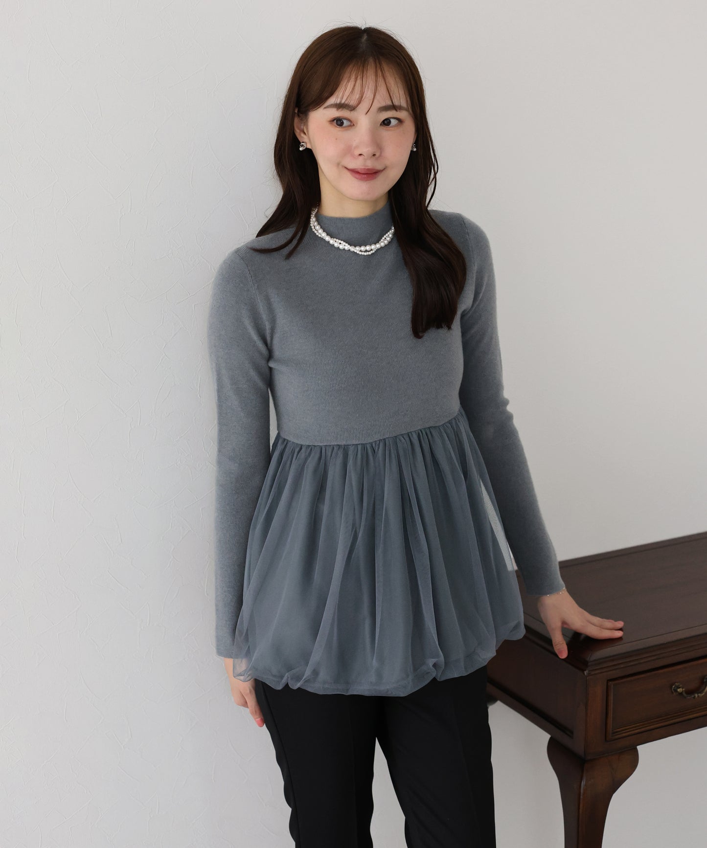 【TIME SALE】バルーンチュールドッキングニット