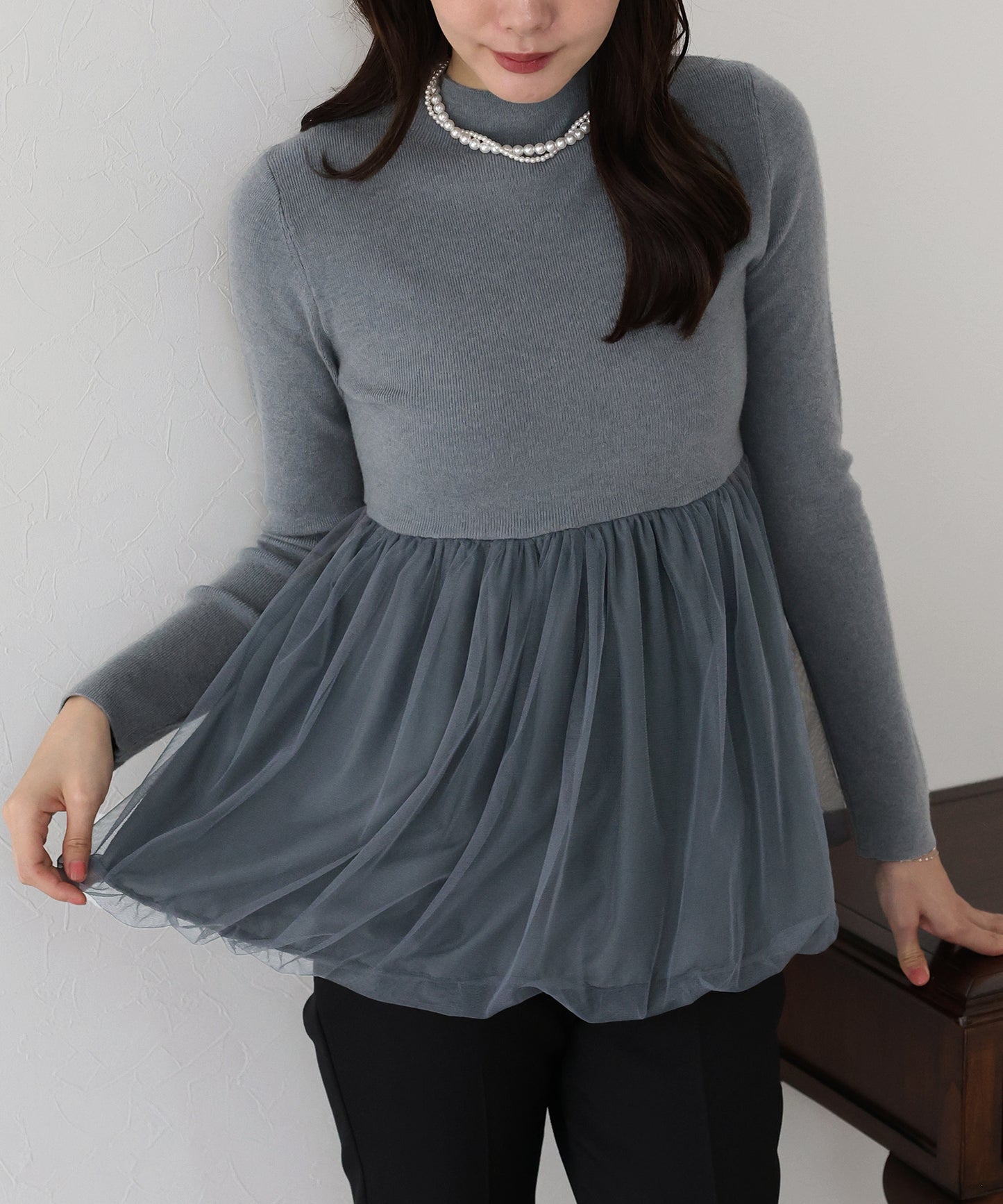 【TIME SALE】バルーンチュールドッキングニット