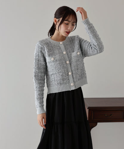 【TIME SALE】ツイード風ニットカーディガン