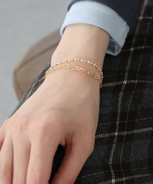 【早割5％OFF】ハートチェーンブレスレット/ サージカルステンレス【ネコポス】