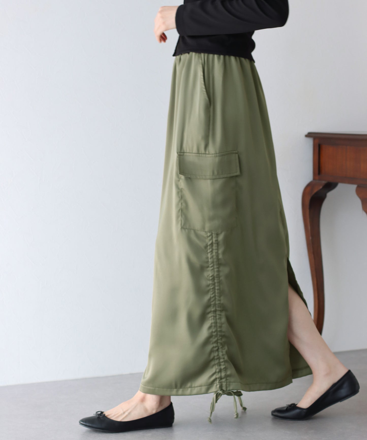 【SALE】シャーリングカーゴスカート