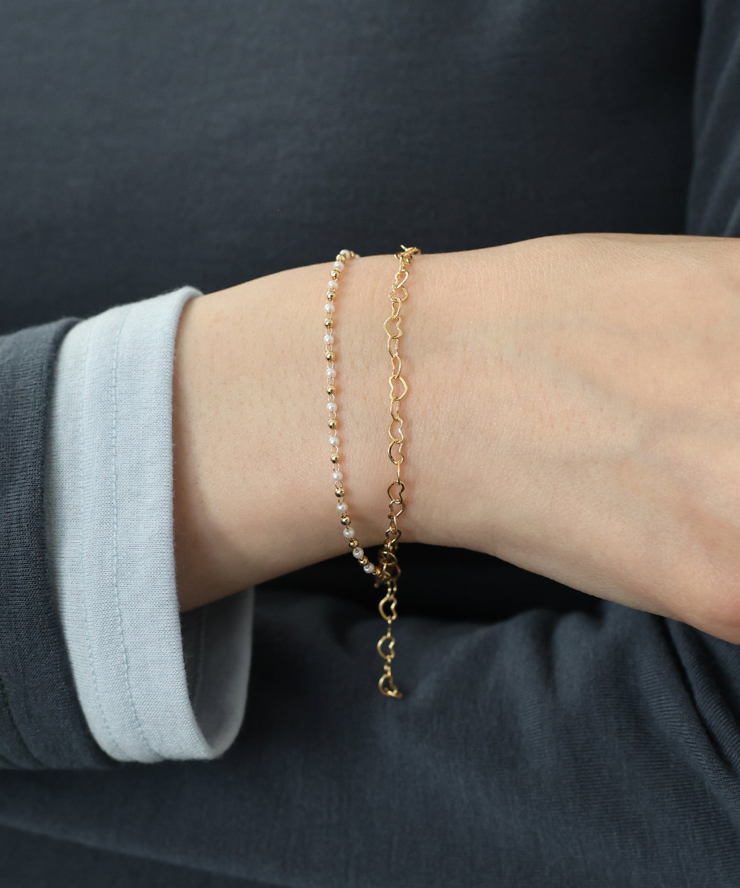 【早割5％OFF】ハートチェーンブレスレット/ サージカルステンレス【ネコポス】