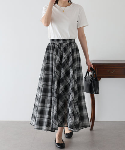 【SALE】シフォンチェックスカート
