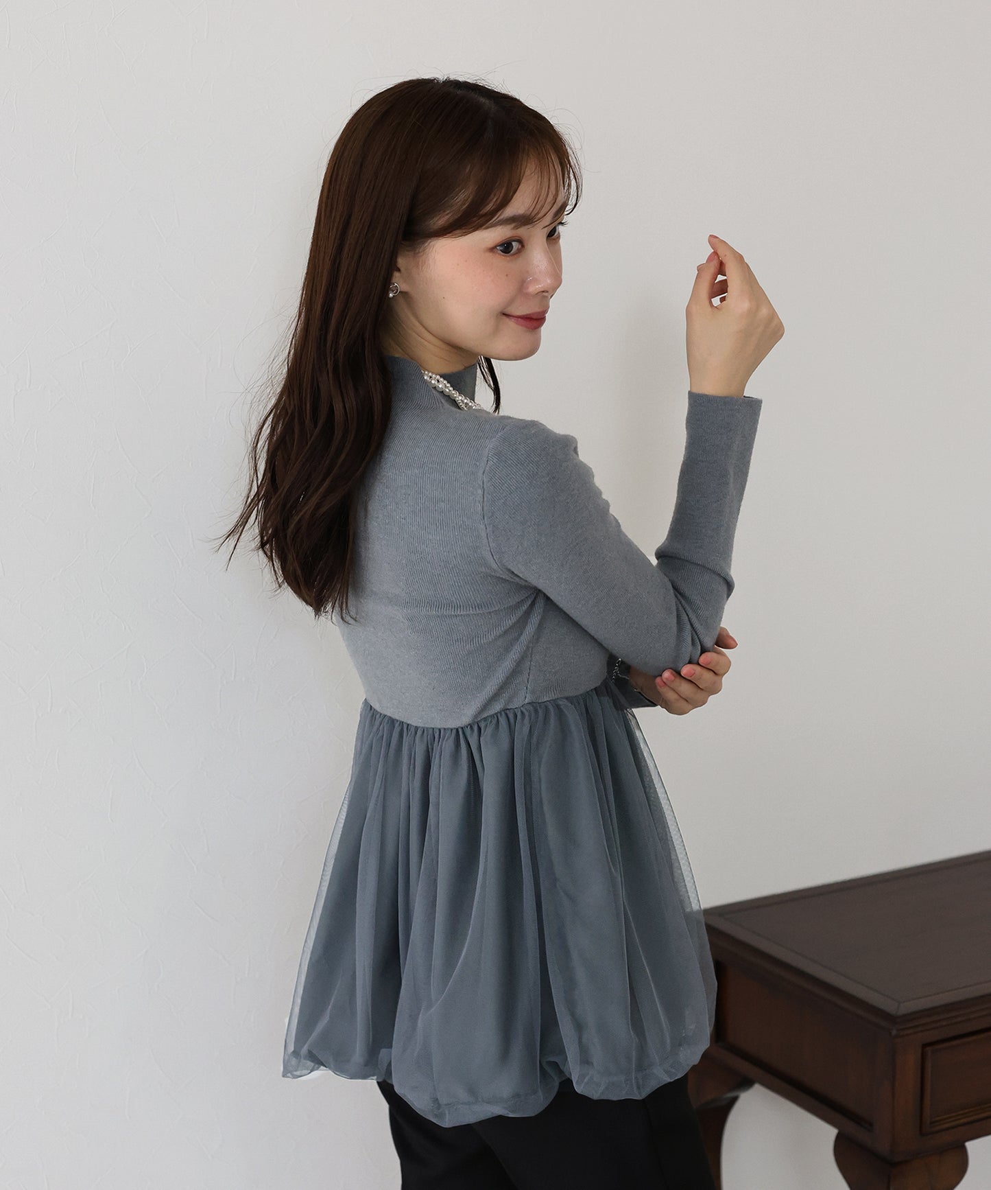 【TIME SALE】バルーンチュールドッキングニット