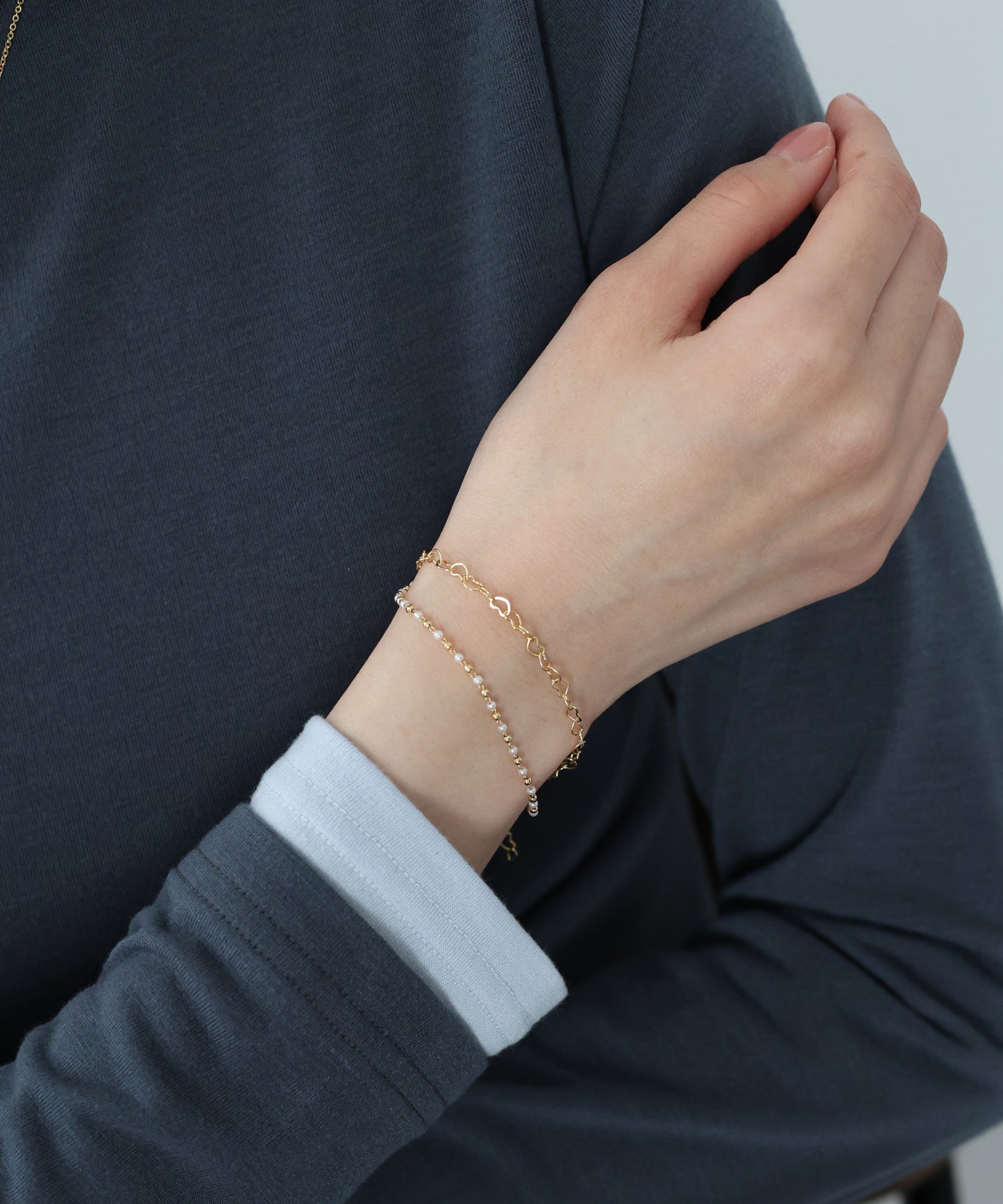 【早割5％OFF】ハートチェーンブレスレット/ サージカルステンレス【ネコポス】