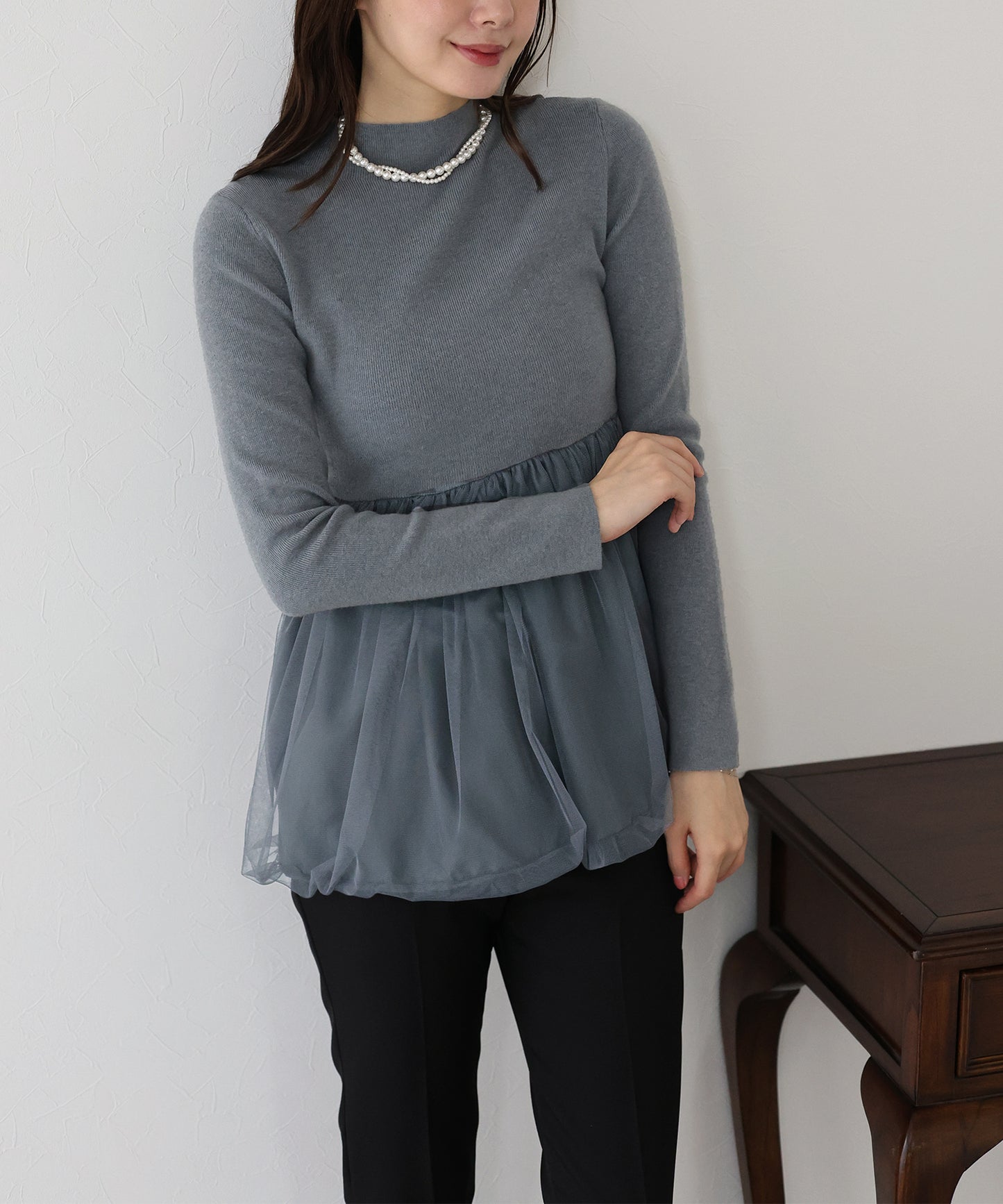 【TIME SALE】バルーンチュールドッキングニット