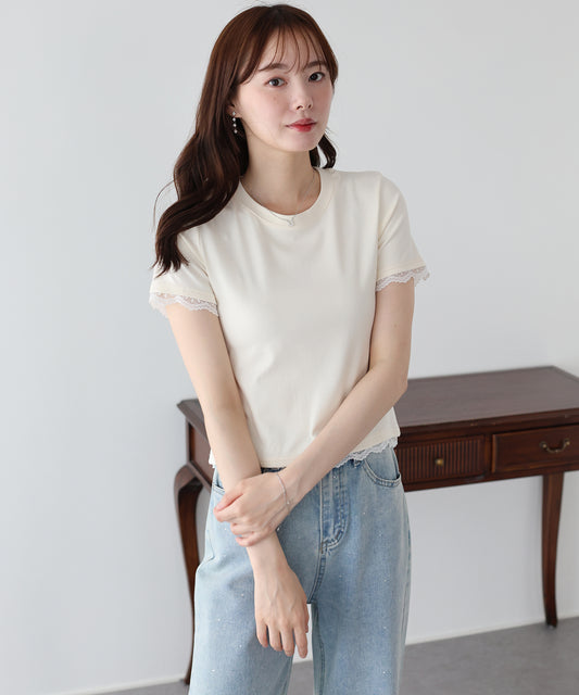 【早割5％OFF】レースドッキングTシャツ【メール便】